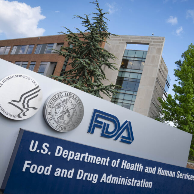 A sign for the Food And Drug Administration is seen outside of the headquarters. -- coverage from STAT