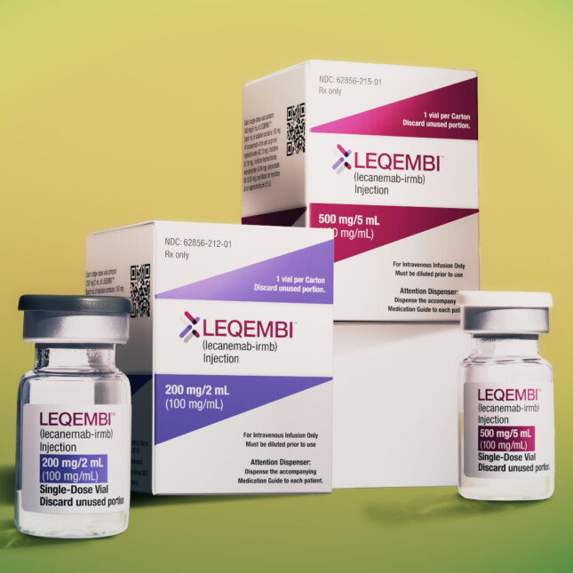This image provided by Eisai in January 2023 shows vials and packaging for their medication, Leqembi.
